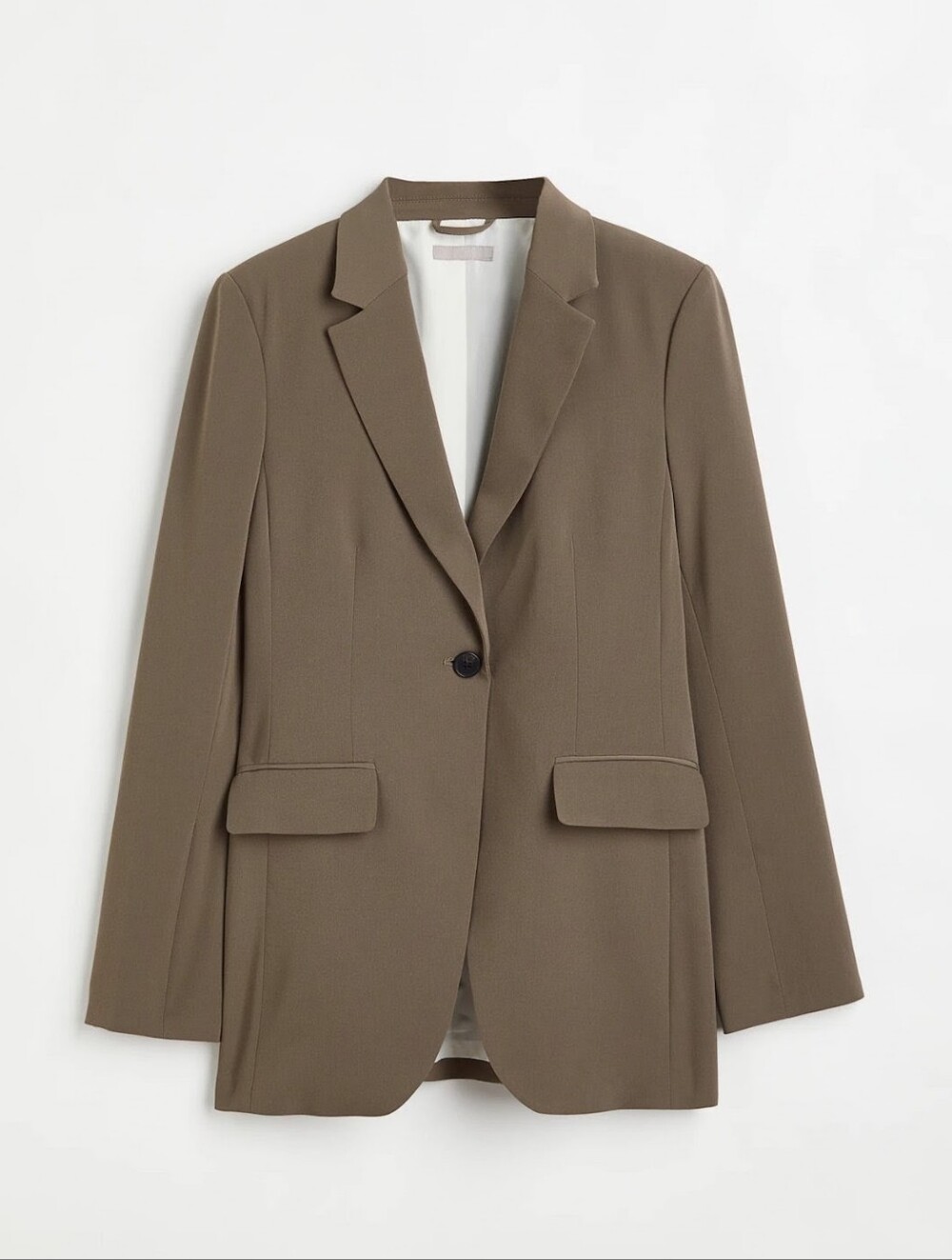 H&M Dark Greige Tailored Single Breasted Office Capsule Minimalist Women Blazer